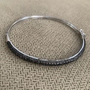 Black Diamond Bangle Bracelet in Sterling Silver